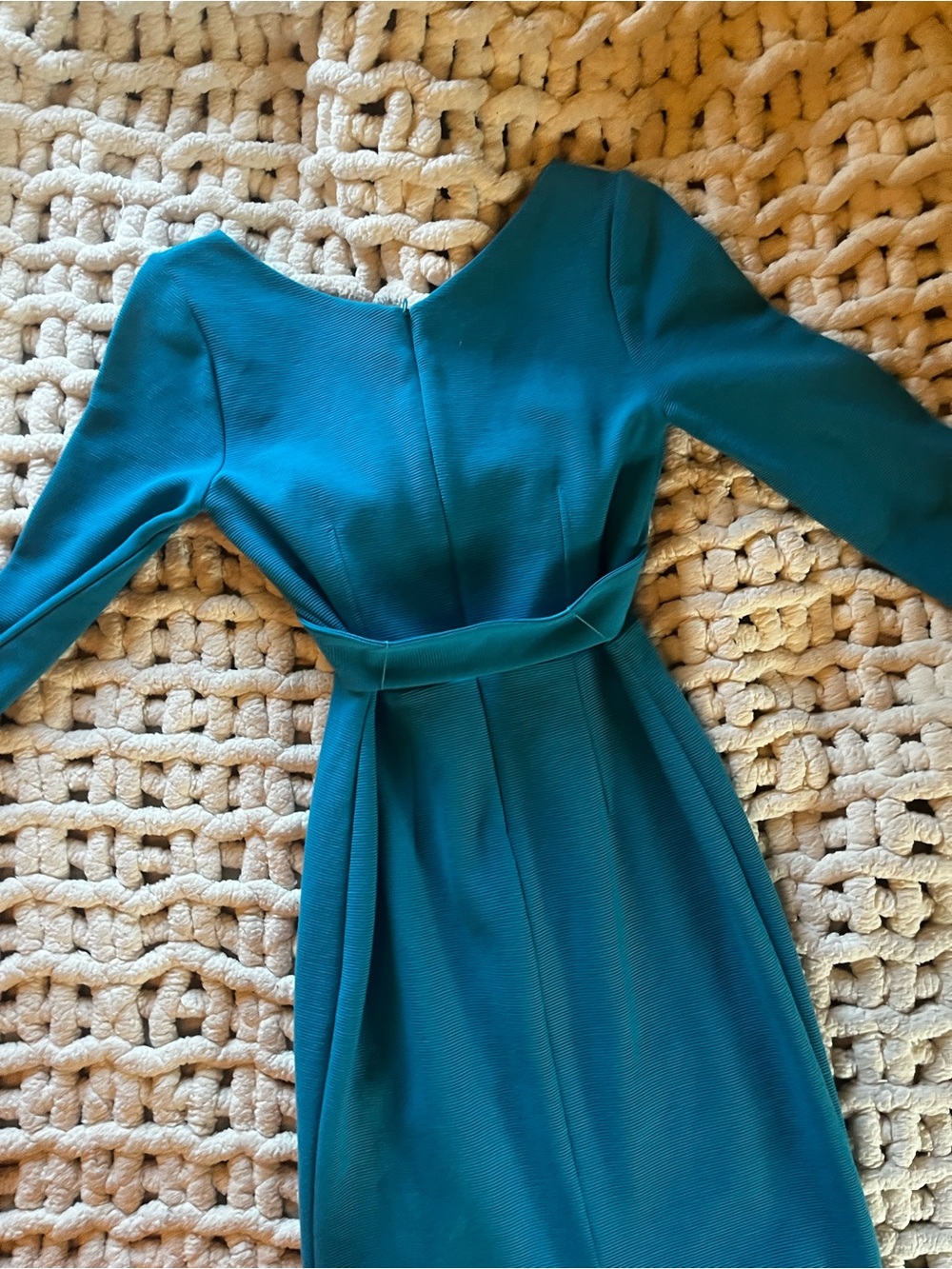 Boden Teal V-Neck Belted Sheath Dress - Picture 9 of 10